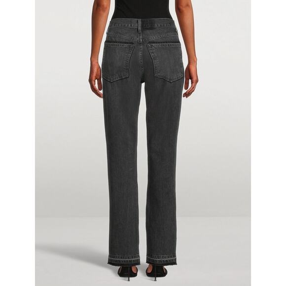 NWT EB DENIM Unraveled Two Jean High Rise Split Hem Straight Leg Jean 24 + FLAW - Picture 3 of 15